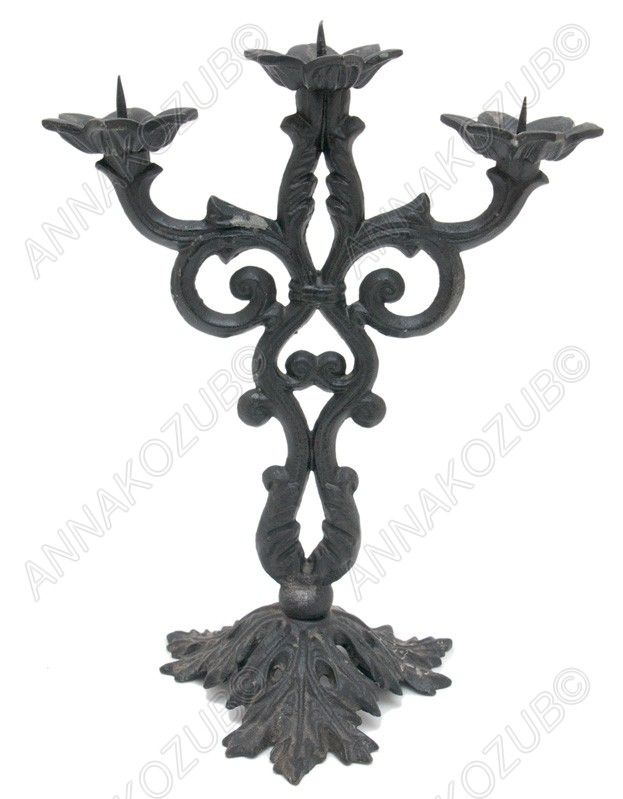 11 VINTAGE CAST IRON FLORAL ORNAMENT Candle Holder Russian marked 