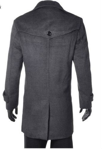 Mens Wool Coat Winter Trench Coat Outear Overcoat Long Jacket  