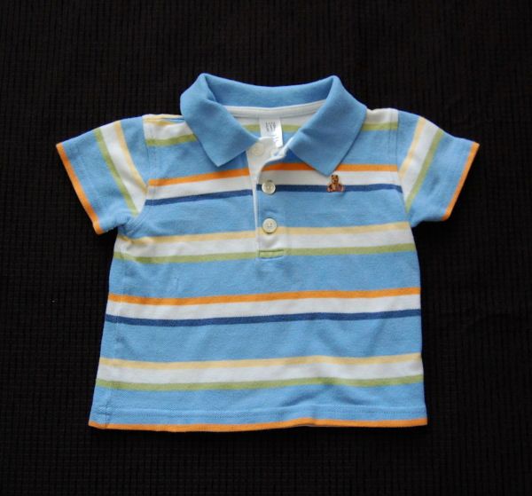 Baby Gap Boy Summer Striped White Blue Polo Shirt size 6 12 month 