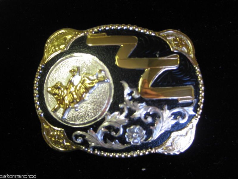 New Justin Belt Buckle Silver Gold Bullrider Rodeo  