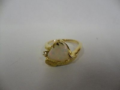 Ladies Beautiful Nugget & Diamond Fire Opal Ring  