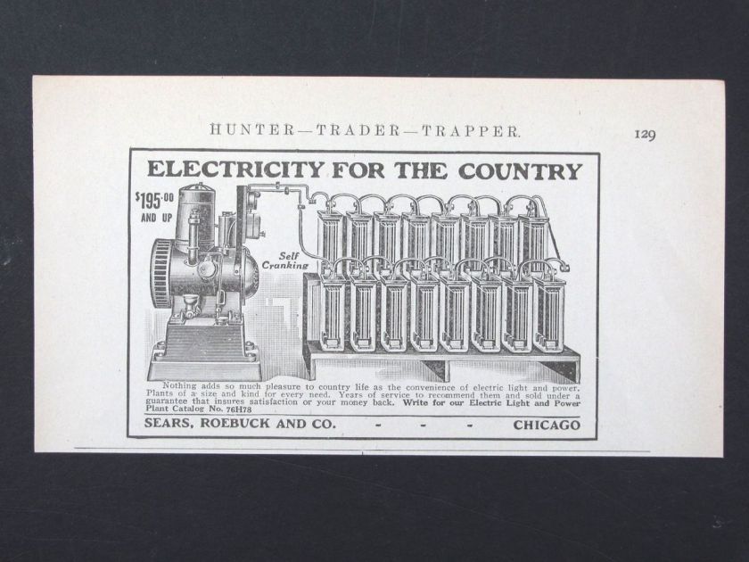 1922  ROEBUCK Farm & Home Electric Light & Power Plants magazine 