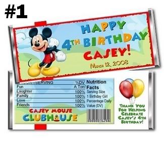 Mickey Mouse Clubhouse Candy Bar Wrappers Party Favors  