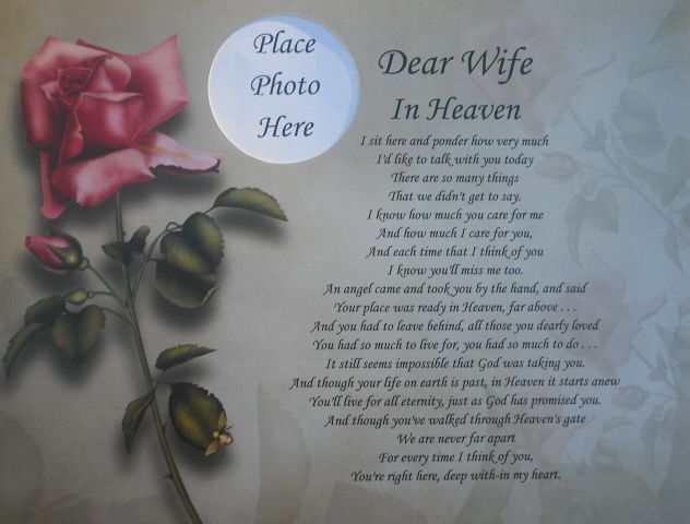 DEAR WIFE IN HEAVEN POEM MEMORIAL VERSE GIFT IN LOVING MEMORY OF WIFE 