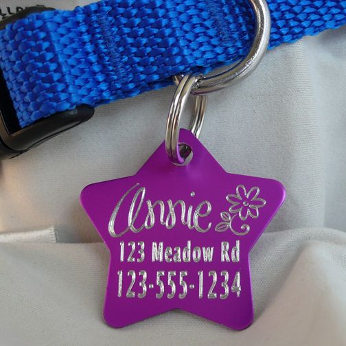 Pet ID Tag Colored Aluminum Custom Engraved Dog / Cat   Many Colors 
