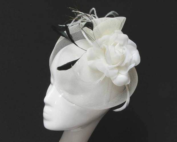 Wedding Bridal Fascinator Hat, Organza Rose Hair Accessory Headband 
