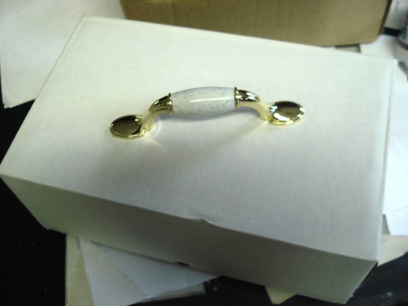 New Brass Finished Cabinet Door Handles (100) White In.  