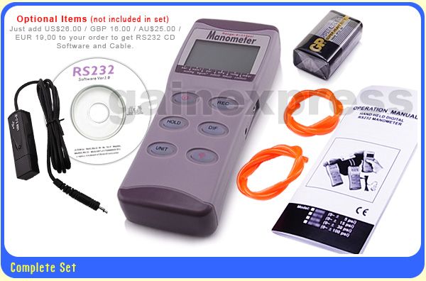   Digital Differential Air Pressure Manometer Gauge Tester ± 15psi