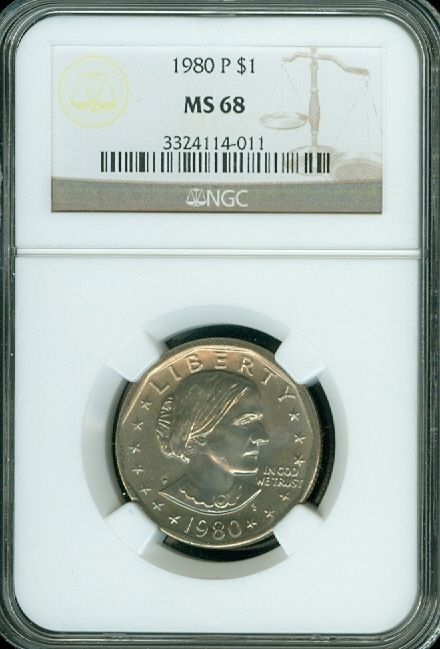 1980 P SBA Susan B Anthony DOLLAR NGC MS68 VERY RARE FINEST GRADED 