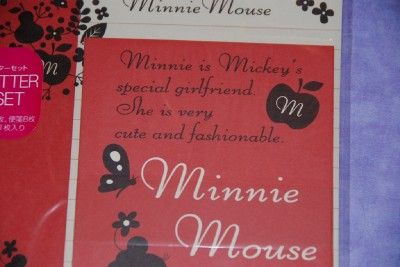 Disney Minnie MOUSE Red/Black Stationary Letter Set NEW  