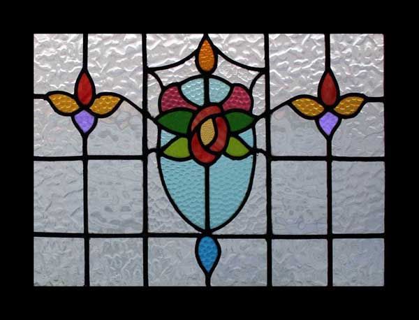 MACKINTOSH ROSE ART NOUVEAU STAINED GLASS WINDOW  