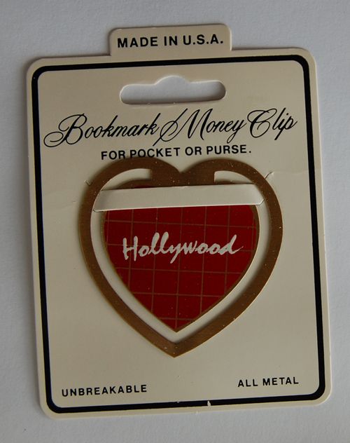 VINTAGE BOOKMARK MONEY CLIP METAL HOLLYWOOD CALIFORNIA  