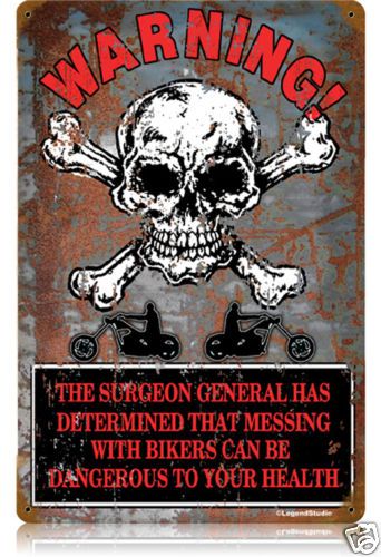 Warning Messing with Bikers funny vintaged metal sign  
