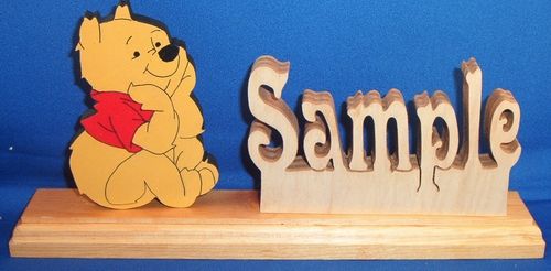 Wooden Name Plaque Sign &FREE Winnie the Pooh in Love  