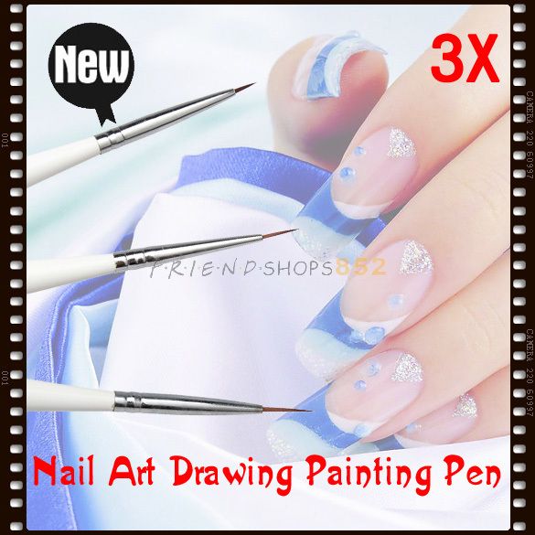 3x Nail Art Tool Drawing Painting Pen Set Acrylic Line Scanning Pen 