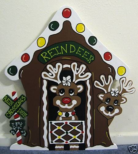 Gingerbread Reindeer Stable Christmas Yard Decoration  
